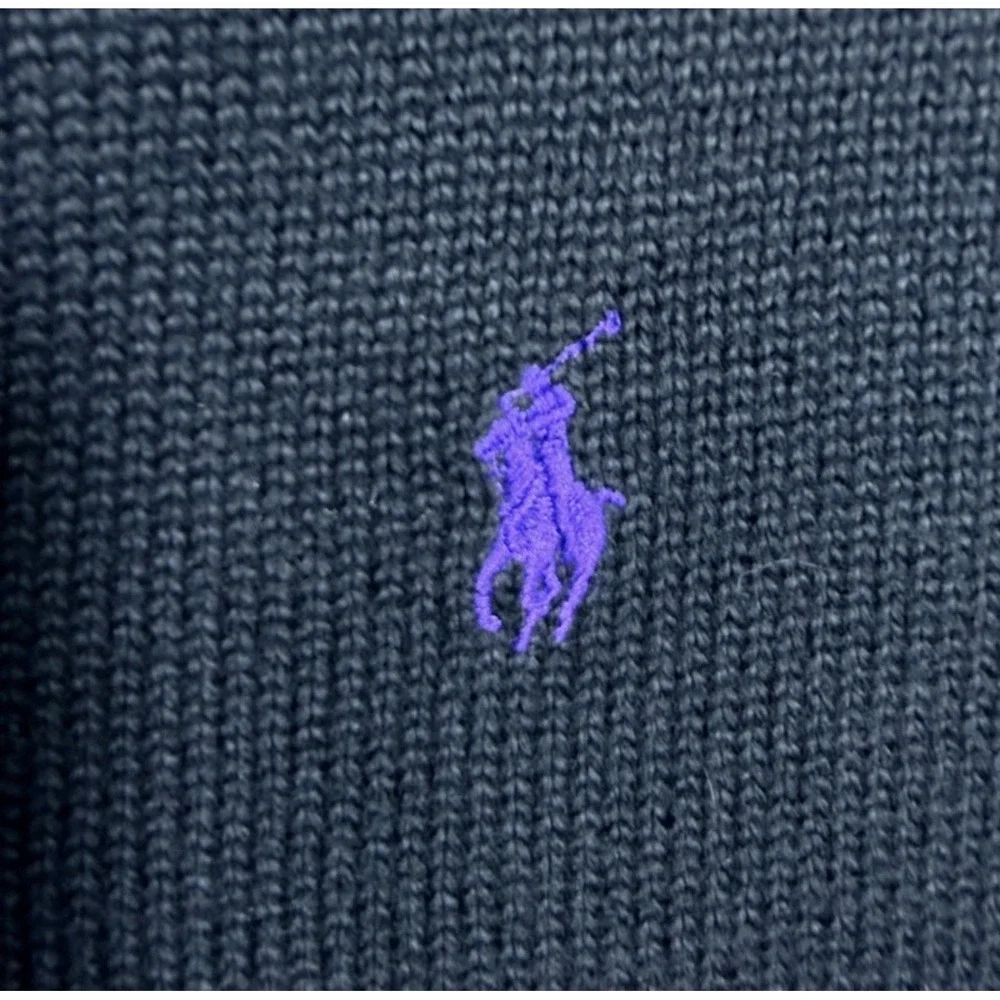 Polo Ralph Lauren Mens XL Black 100% Cotton Quarter Zip Pullover Sweater Pony